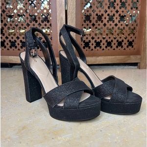 Aldo Platform Black Shimmer Heels. Size 11